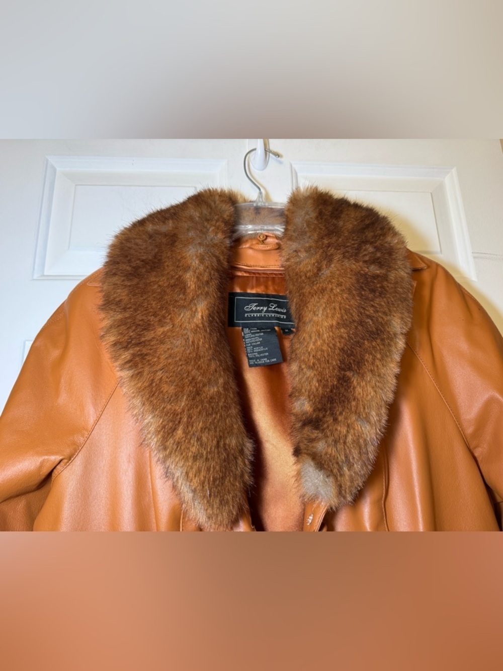 Terry Lewis Classic Luxuries Medium Vintage Terracotta Leather Trench Coat Fur - Picture 2 of 15